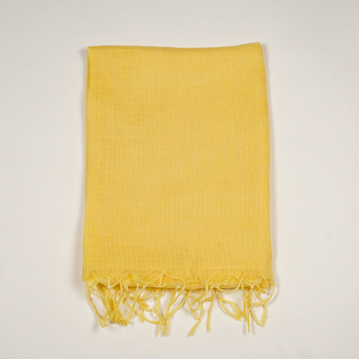 Chikankari Zardozi Jaal Suit Fabric Set On Munga Kota (Unstitched)- Lemon