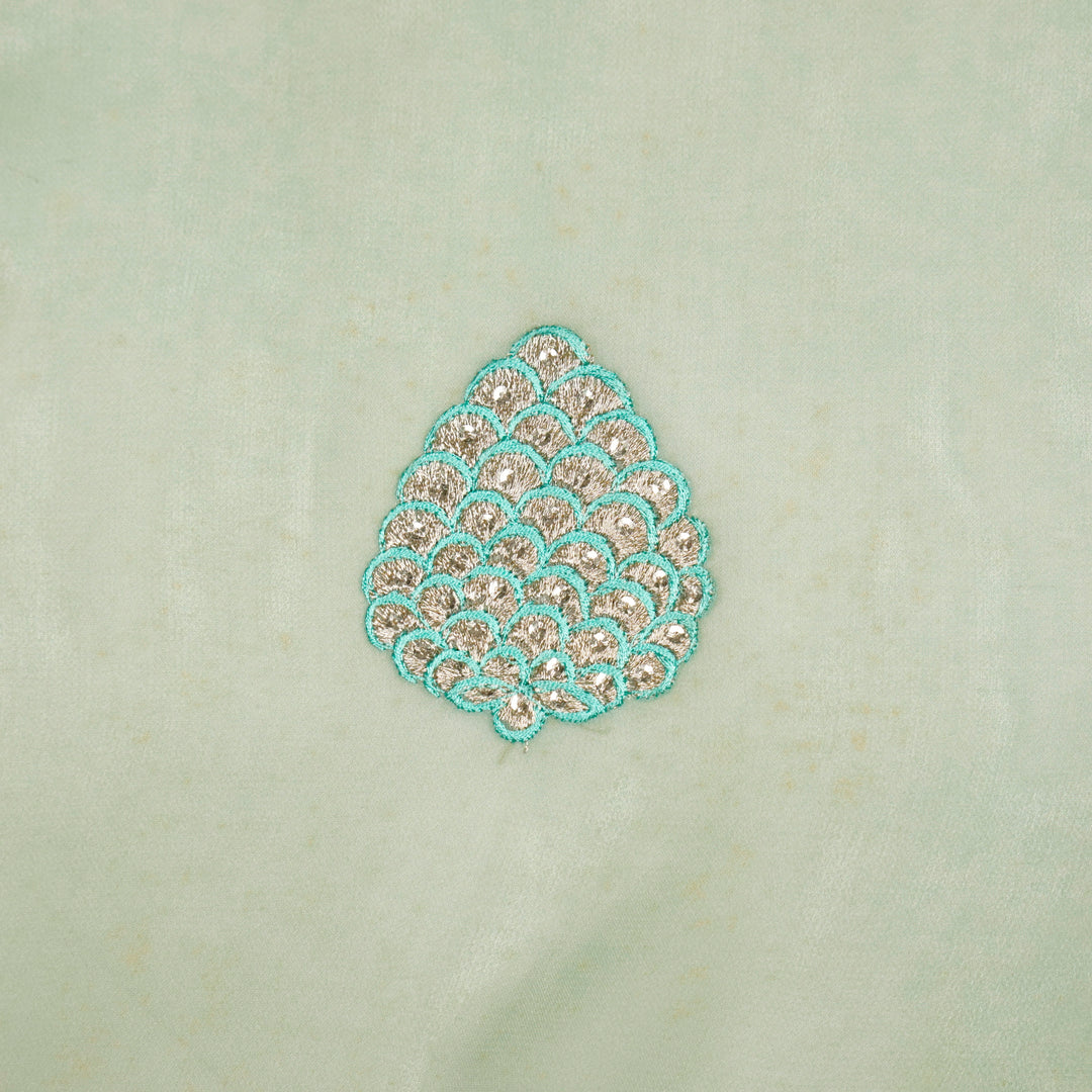 Mukta Buta on Sea Green Semi Georgette Embroidered Fabric