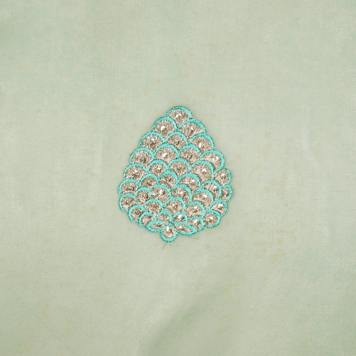 Mukta Buta on Sea Green Semi Georgette Embroidered Fabric