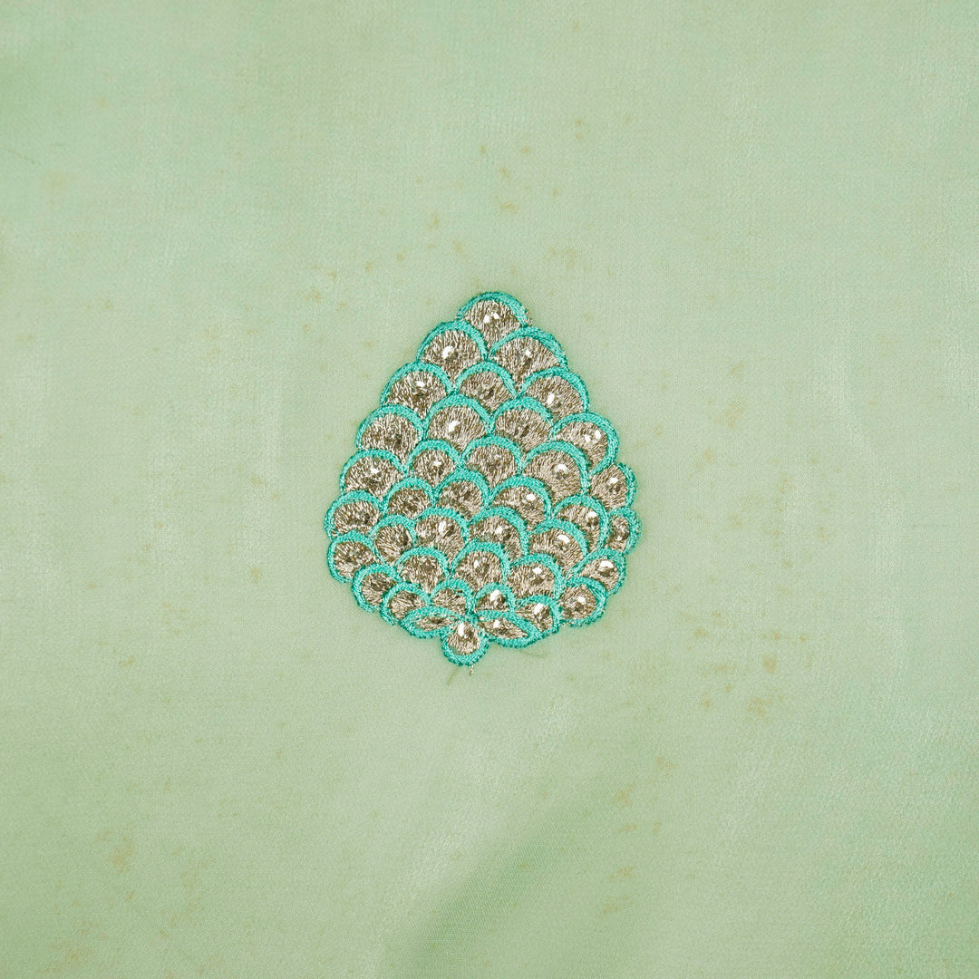 Mukta Buta on Sea Green Semi Georgette Embroidered Fabric