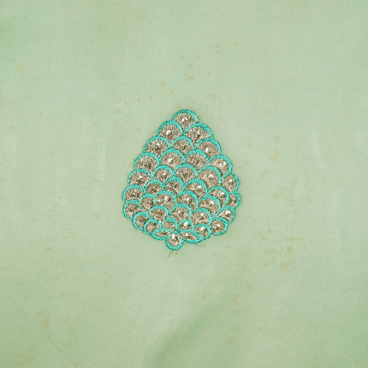 Mukta Buta on Sea Green Semi Georgette Embroidered Fabric