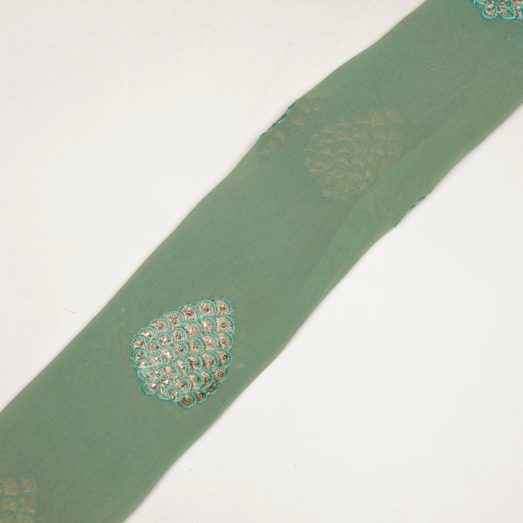 Mukta Buta on Sea Green Semi Georgette Embroidered Fabric