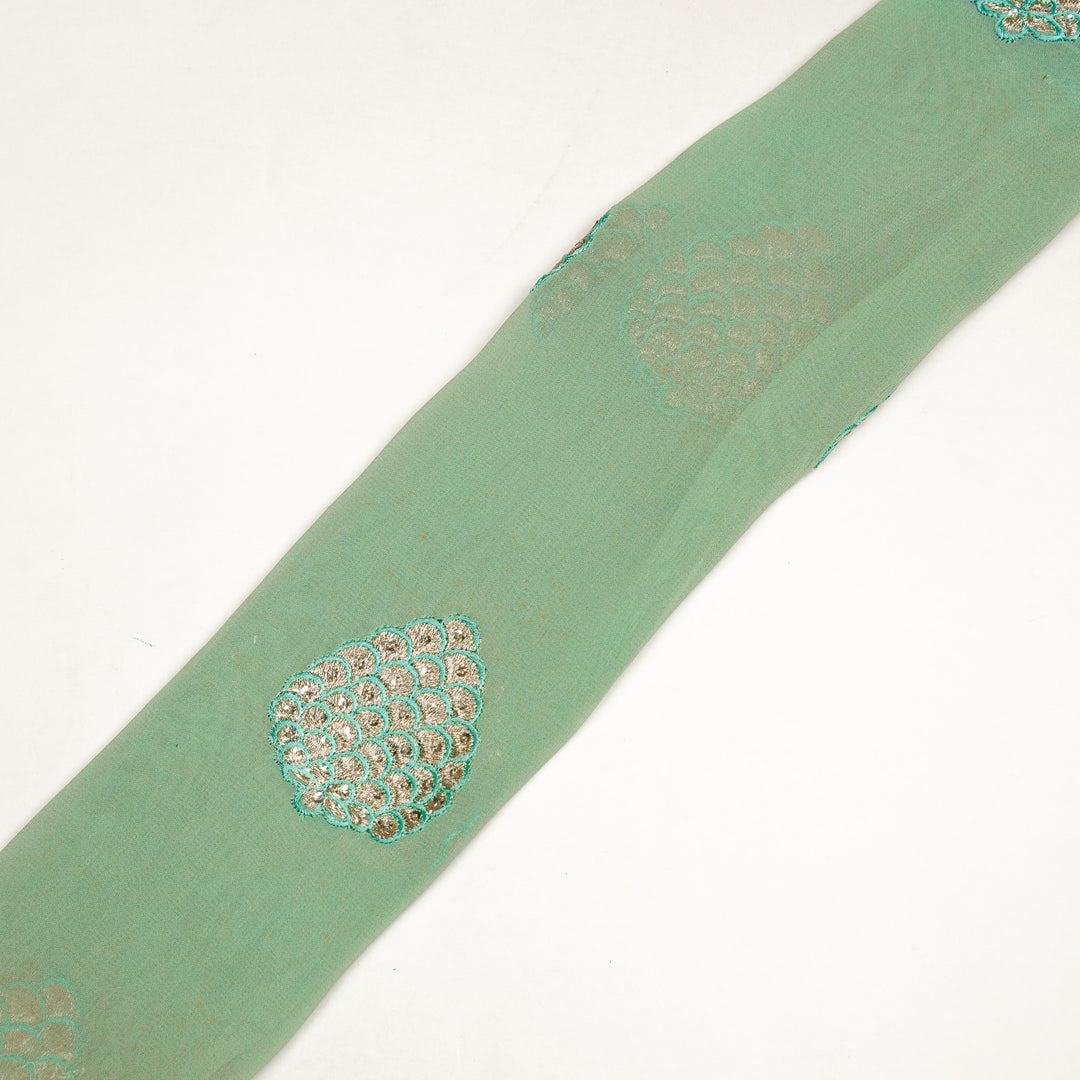 Mukta Buta on Sea Green Semi Georgette Embroidered Fabric
