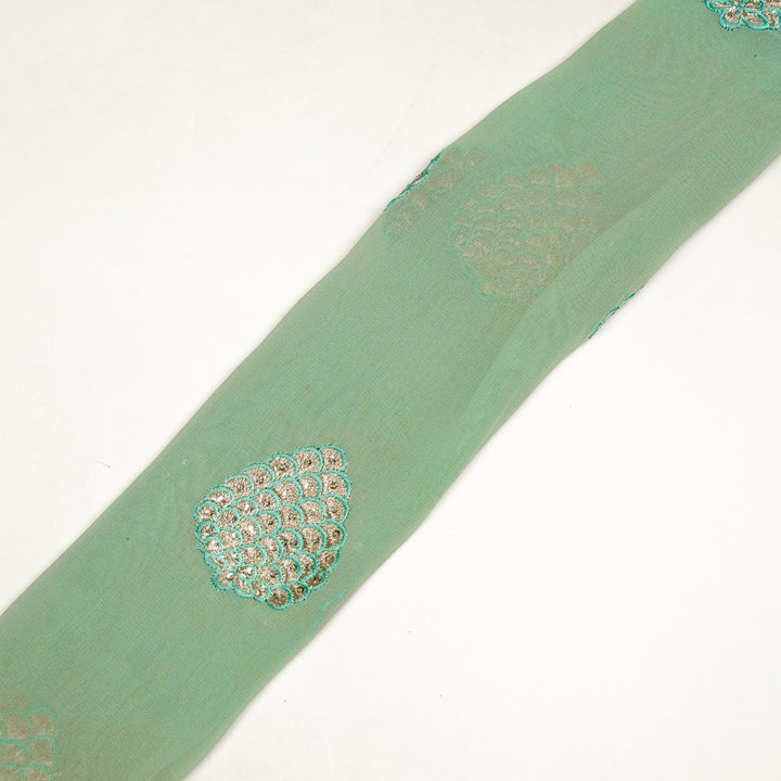 Mukta Buta on Sea Green Semi Georgette Embroidered Fabric