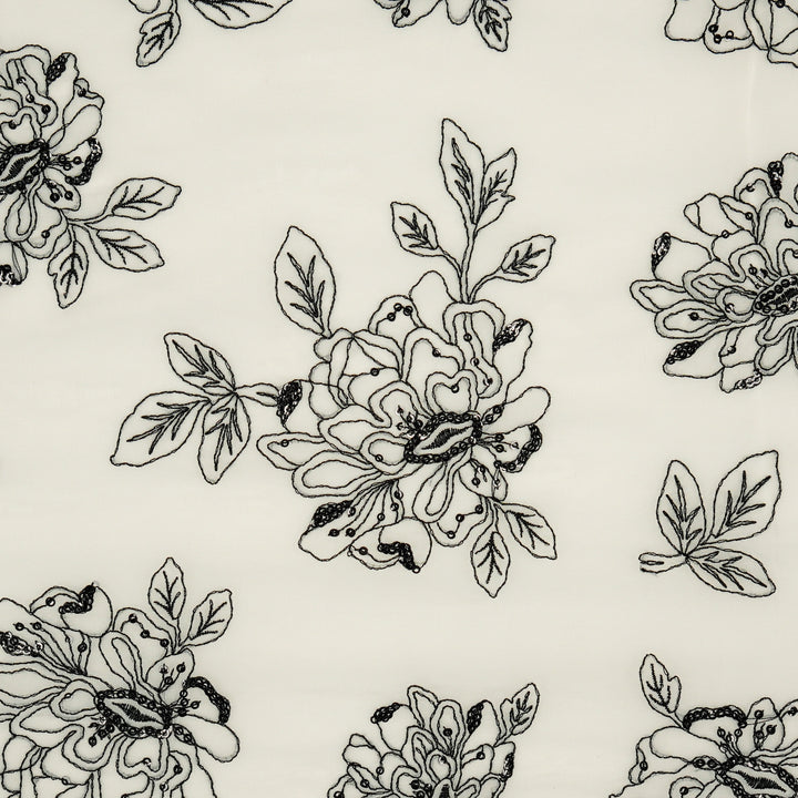 Eshaal Floral Buta On Cream  Semi Organza