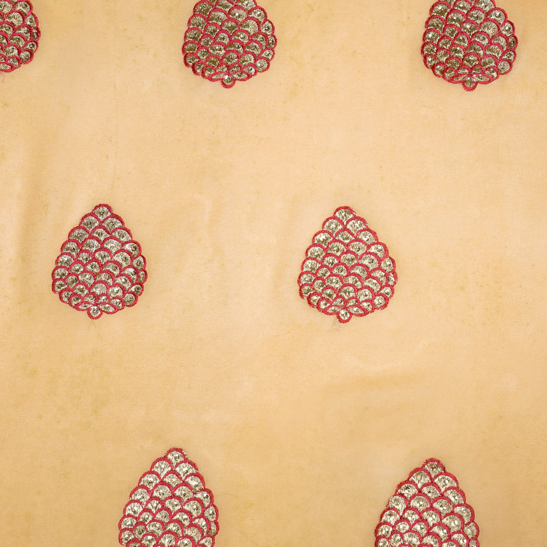 Mukta Buta on Mango Semi Georgette Embroidered Fabric