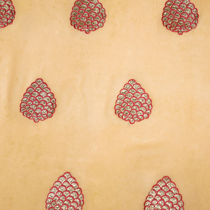 Mukta Buta on Mango Semi Georgette Embroidered Fabric