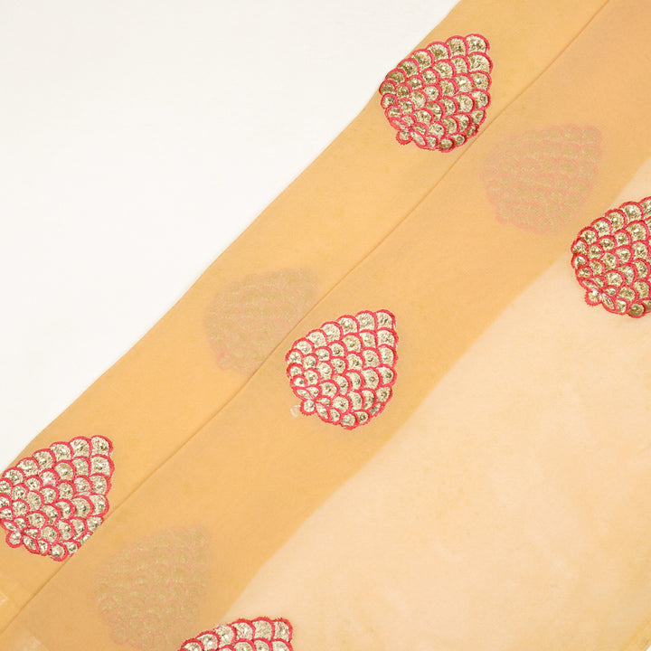 Mukta Buta on Mango Semi Georgette Embroidered Fabric