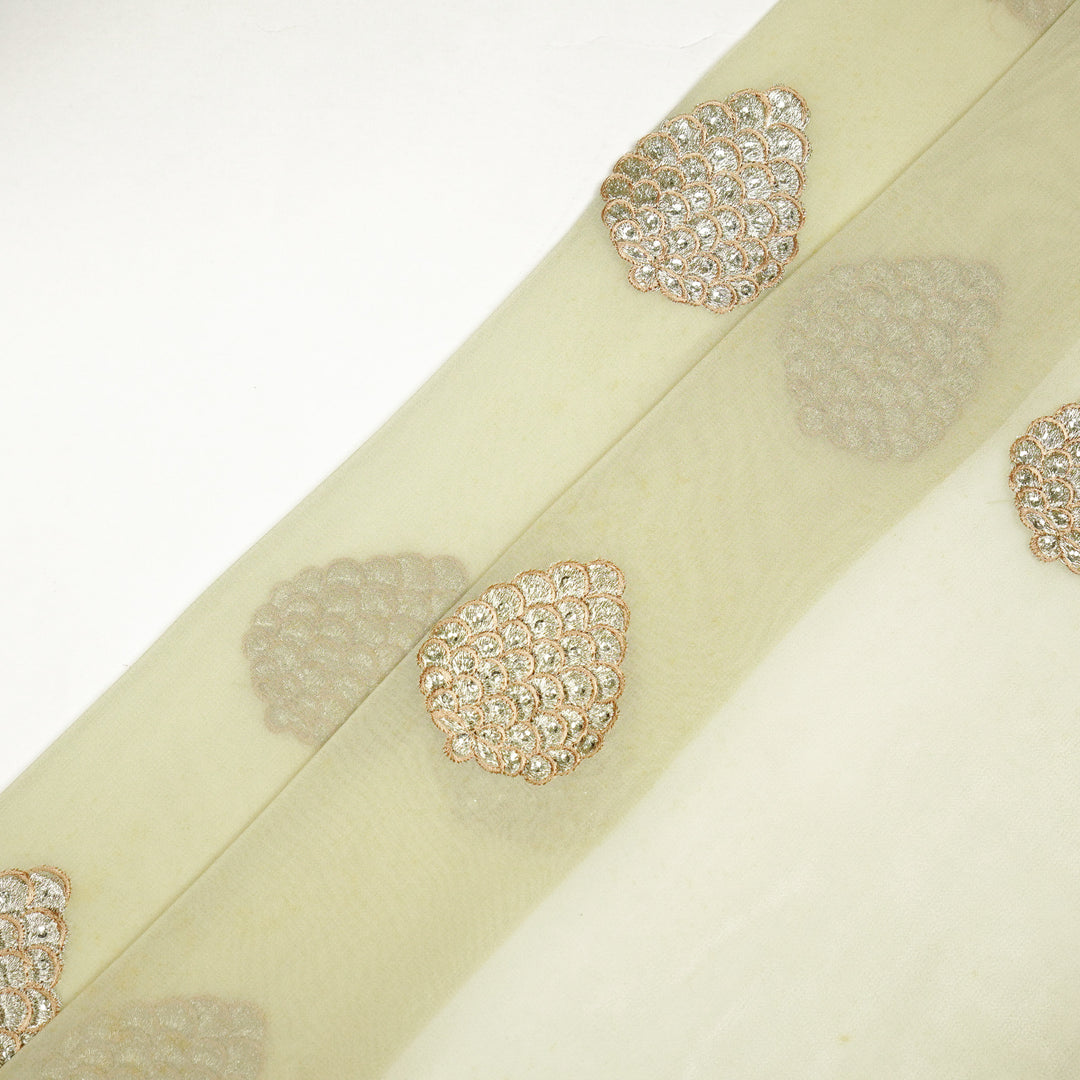 Mukta Buta on Cream Semi Georgette Embroidered Fabric