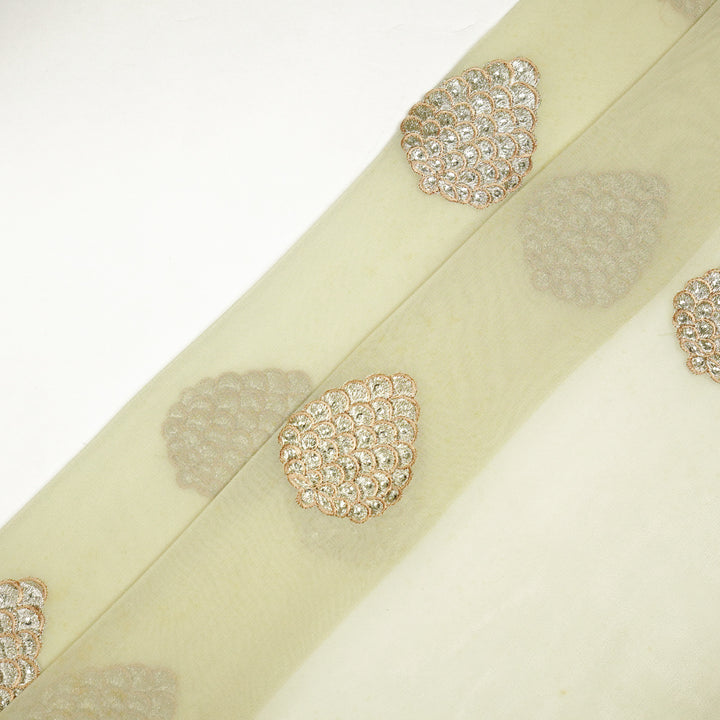 Mukta Buta on Cream Semi Georgette Embroidered Fabric