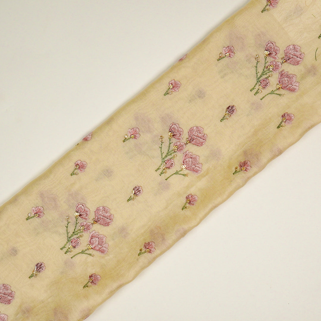 Intisar Buta Buti Mixture on Cream Luxe Silk Chanderi Embroidered Fabric