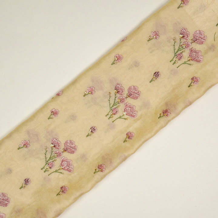 Intisar Buta Buti Mixture on Cream Luxe Silk Chanderi Embroidered Fabric