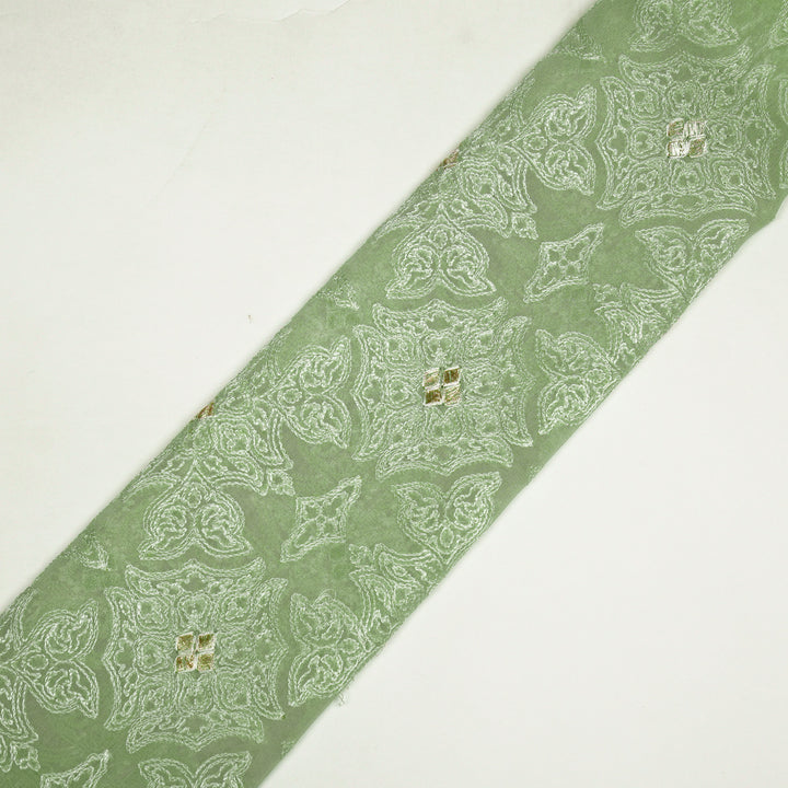 Afra Jaal on Sea Green Silk Chanderi Embroidered Fabric