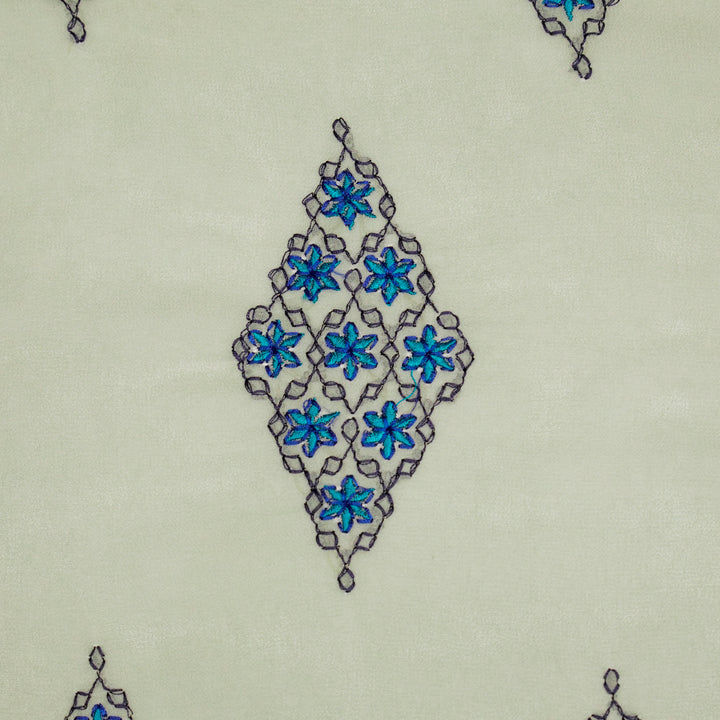 Aseela Buta on Light Grey Semi Georgette Embroidered Fabric