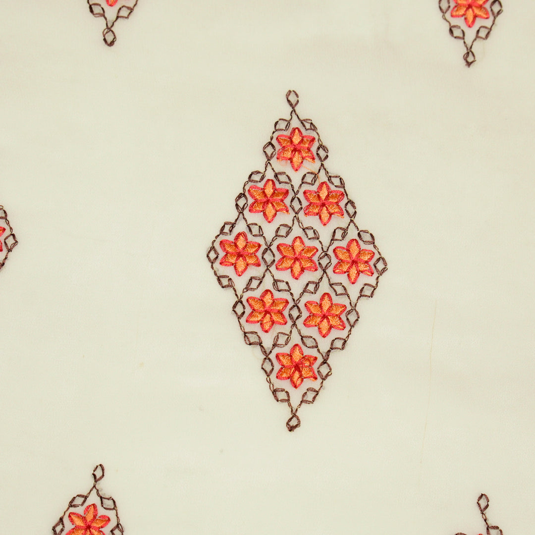 Aseela Buta on Cream Semi Georgette Embroidered Fabric