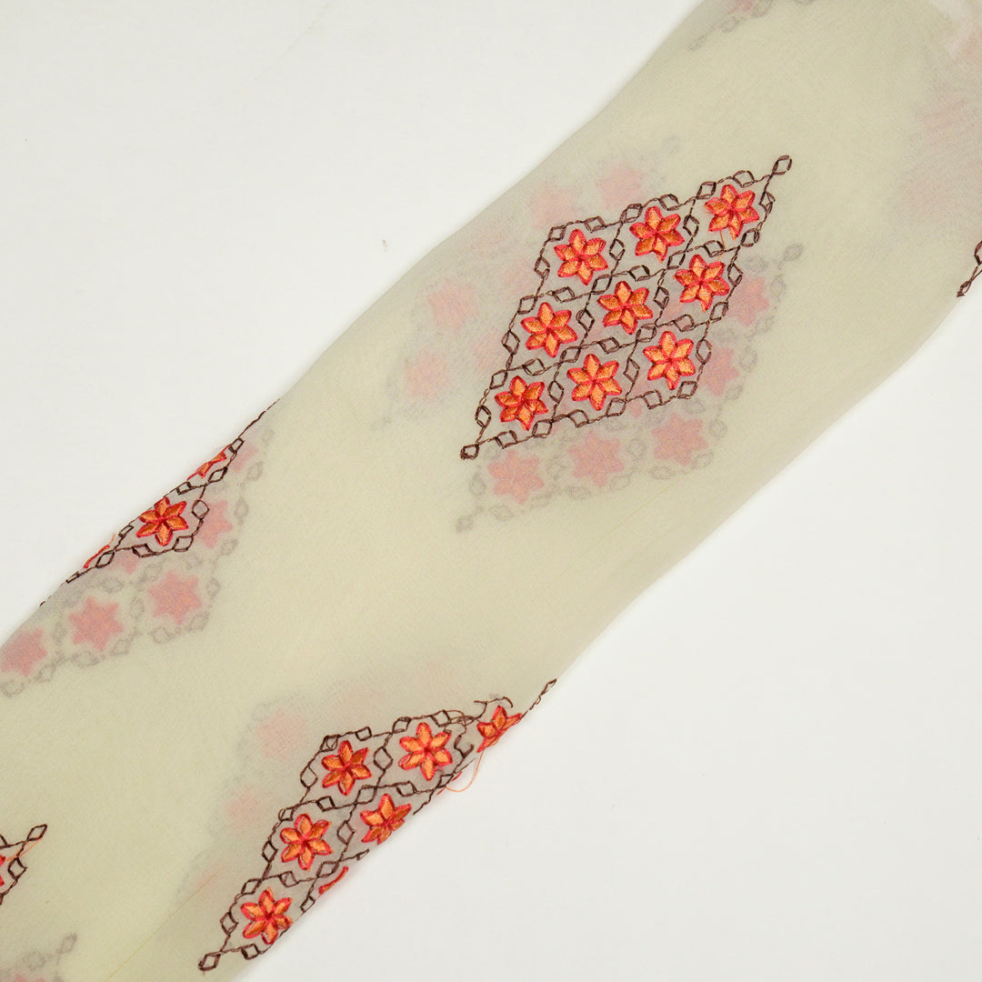 Aseela Buta on Cream Semi Georgette Embroidered Fabric