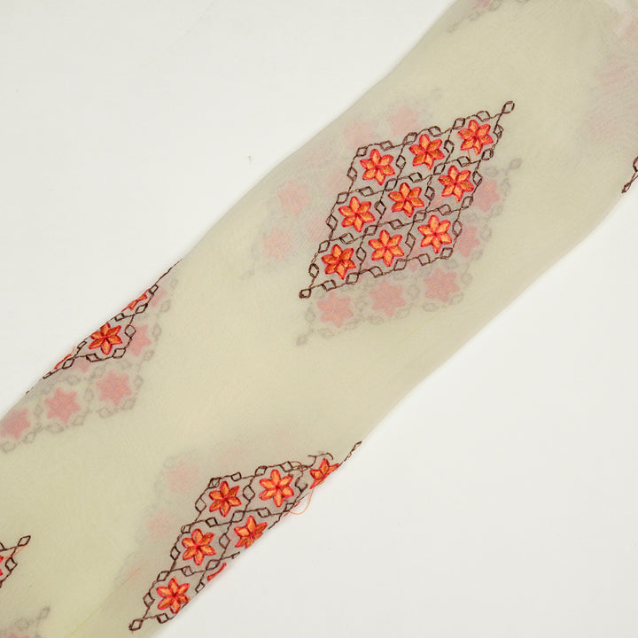 Aseela Buta on Cream Semi Georgette Embroidered Fabric
