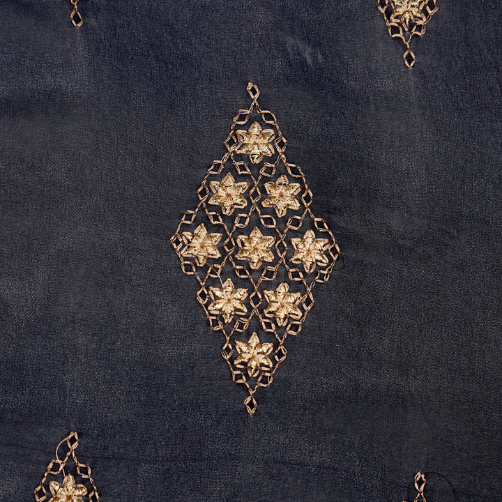 Aseela Buta on Navy Blue Semi Georgette Embroidered Fabric