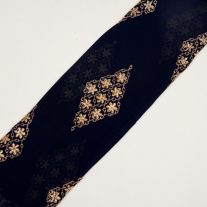 Aseela Buta on Navy Blue Semi Georgette Embroidered Fabric