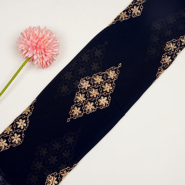 Aseela Buta on Navy Blue Semi Georgette Embroidered Fabric
