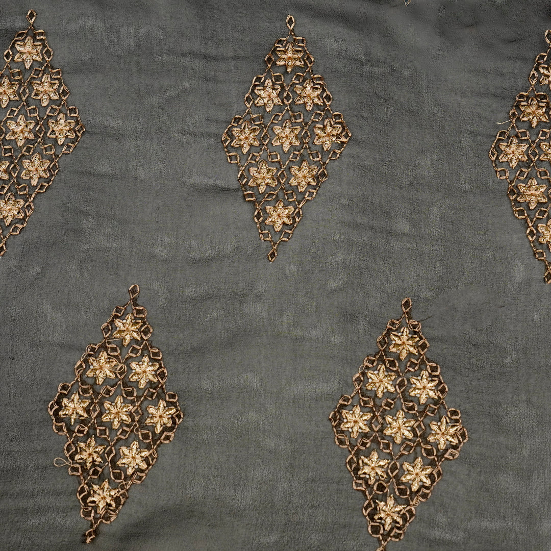 Aseela Buta on Black Semi Georgette Embroidered Fabric