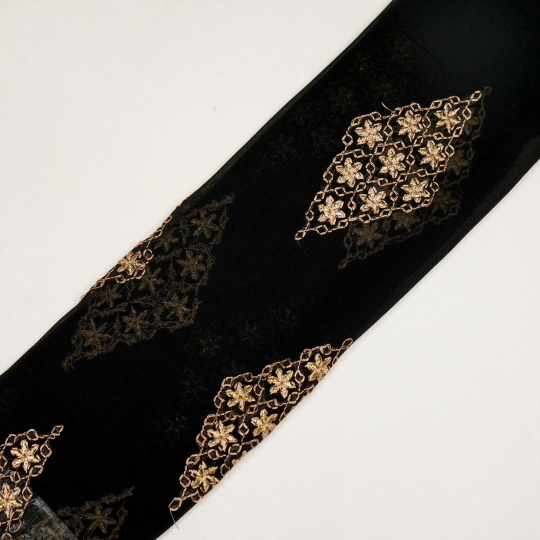 Aseela Buta on Black Semi Georgette Embroidered Fabric
