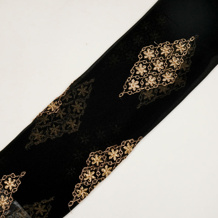 Aseela Buta on Black Semi Georgette Embroidered Fabric