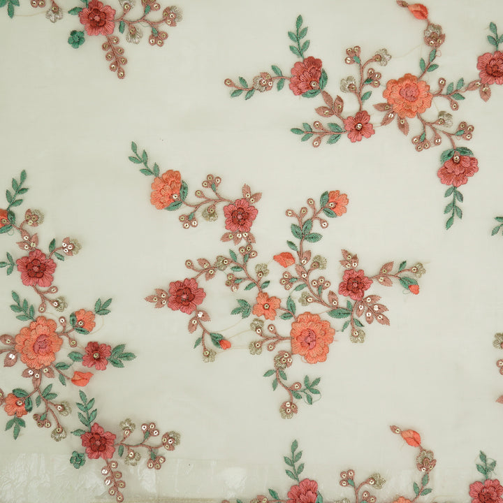 Saanjh Jaal on Cream Silk Organza Embroidered Fabric