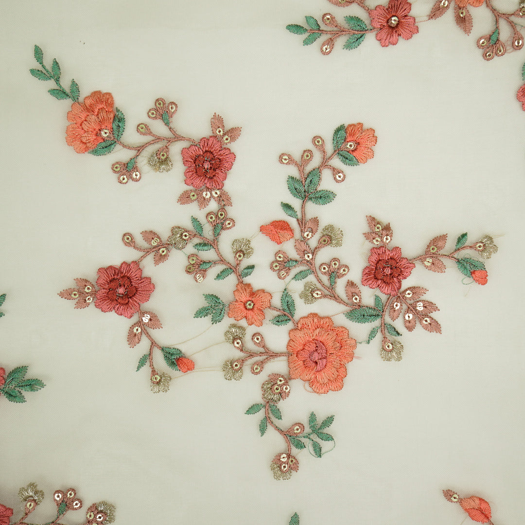 Saanjh Jaal on Cream Silk Organza Embroidered Fabric
