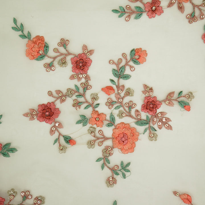 Saanjh Jaal on Cream Silk Organza Embroidered Fabric