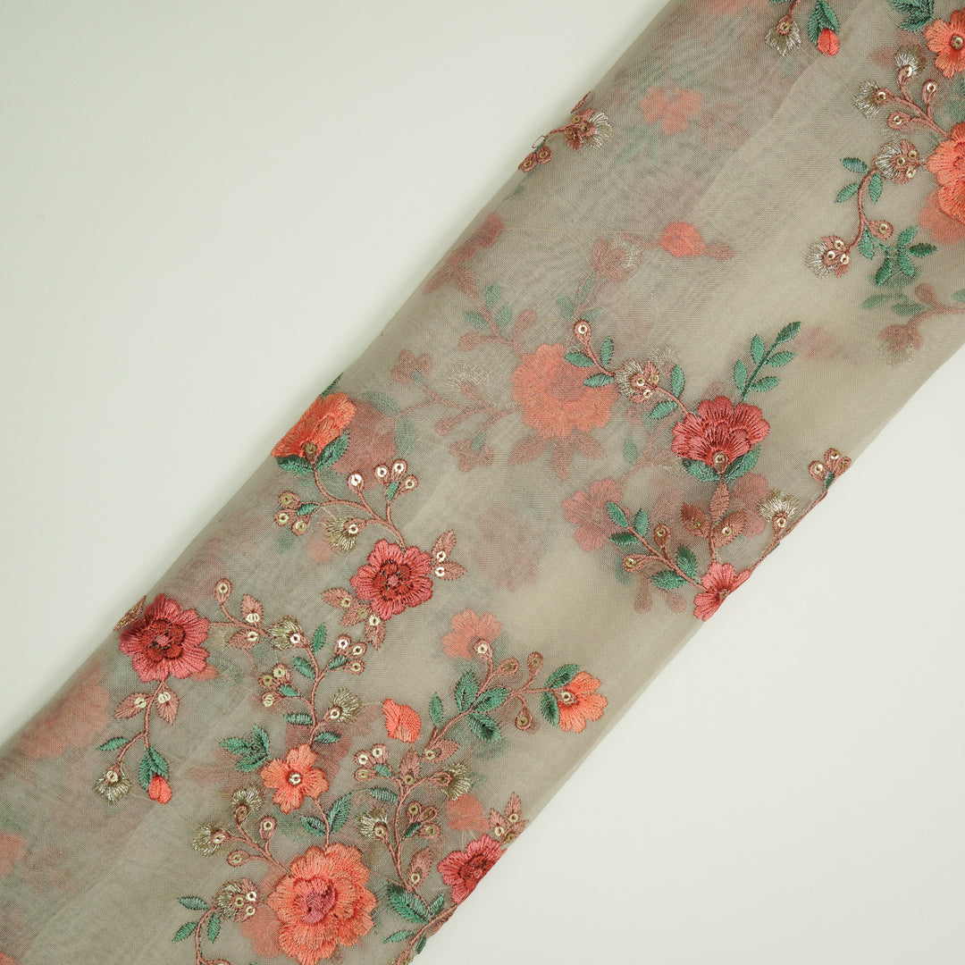 Saanjh Jaal on Cream Silk Organza Embroidered Fabric