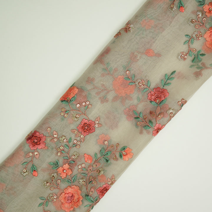Saanjh Jaal on Cream Silk Organza Embroidered Fabric