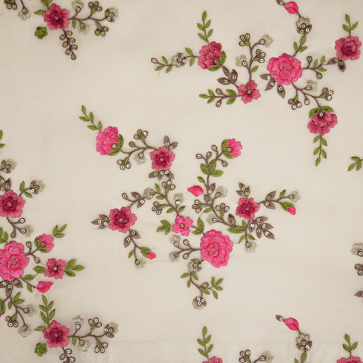 Saanjh Jaal on Blush Silk Organza Embroidered Fabric