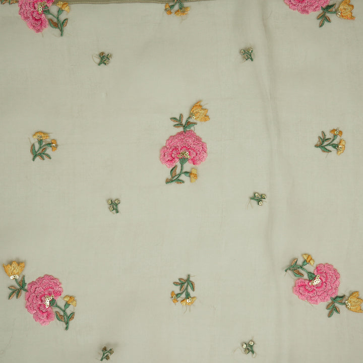 Guldan Buta on Mouse Silk Organza Embroidered Fabric
