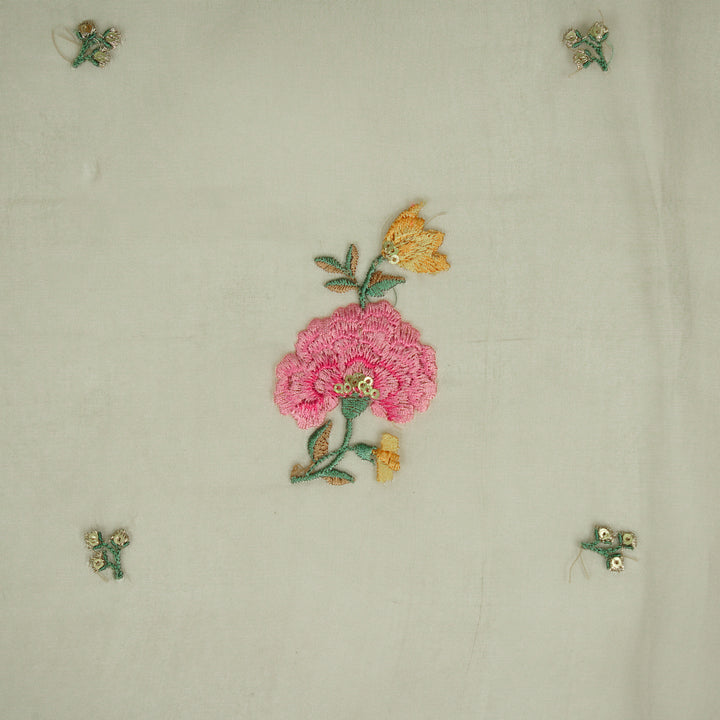 Guldan Buta on Mouse Silk Organza Embroidered Fabric