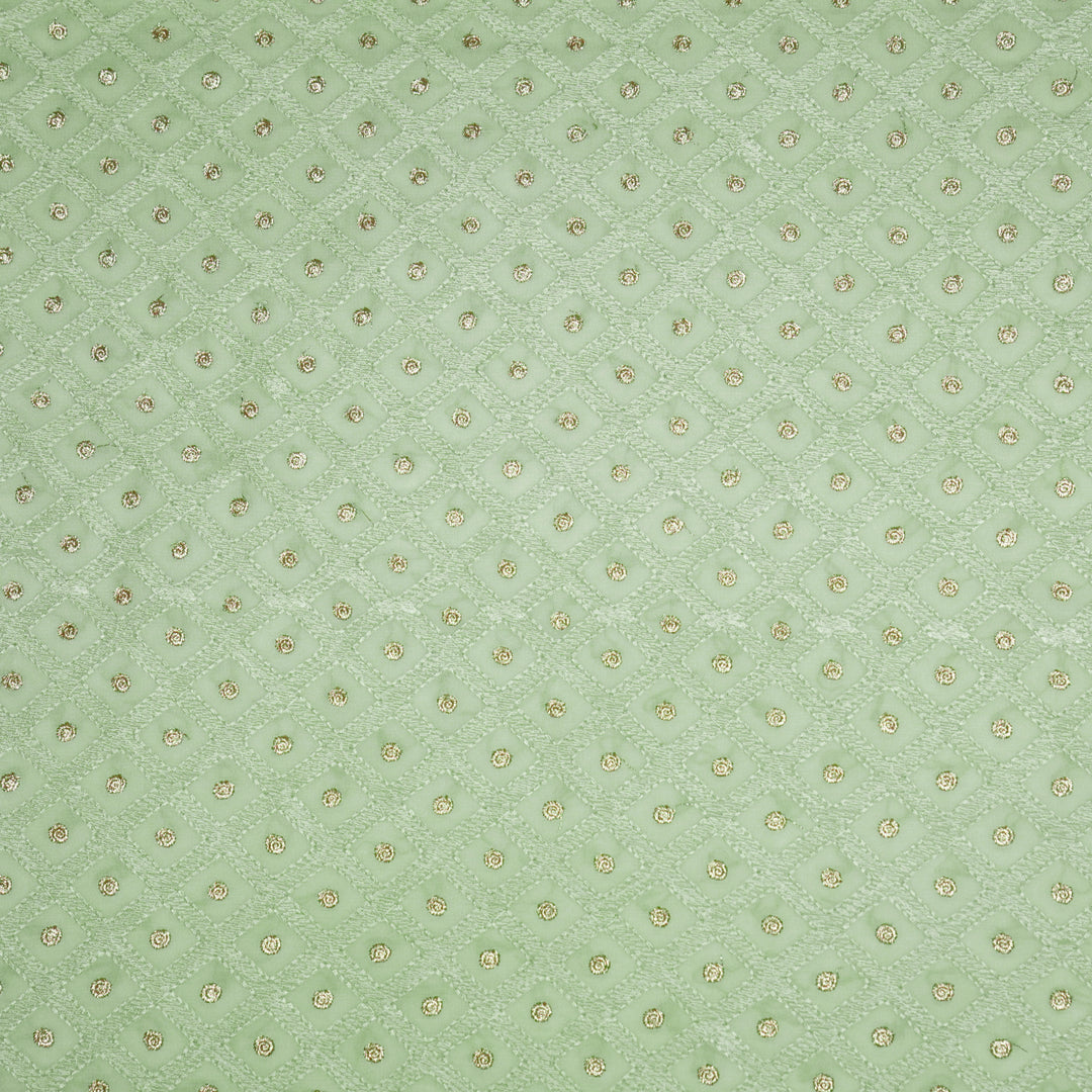 Ira Jaal on Sea Green Semi Georgette Embroidered Fabric