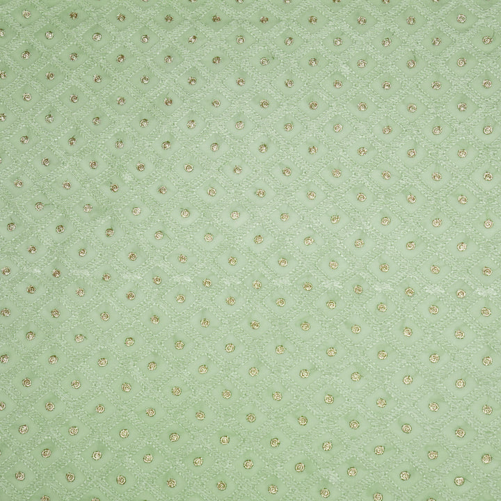 Ira Jaal on Sea Green Semi Georgette Embroidered Fabric