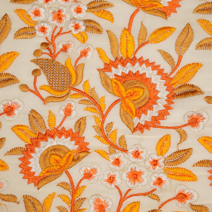 Afsana Jaal on Cream/Gold Silk Chanderi Embroidered Fabric