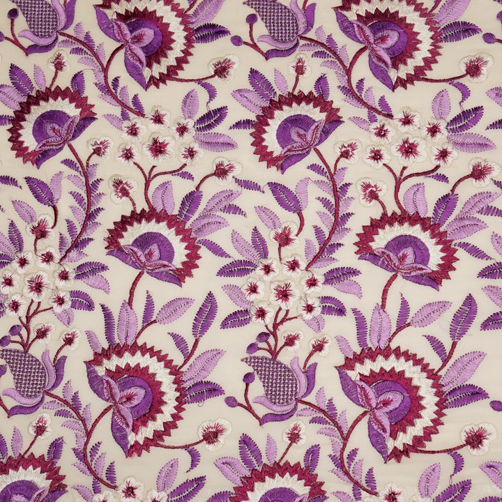 Afsana Jaal on Cream/Purple Silk Chanderi Embroidered Fabric