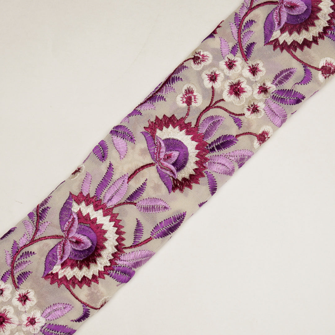 Afsana Jaal on Cream/Purple Silk Chanderi Embroidered Fabric