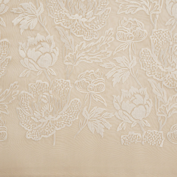Elisha Jaal Embroidered Saree on Natural Ivory Silk Organza