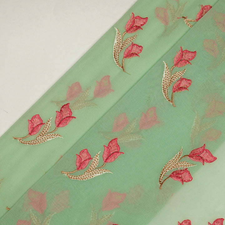 Yara Buta on Sea Green Silk Georgette