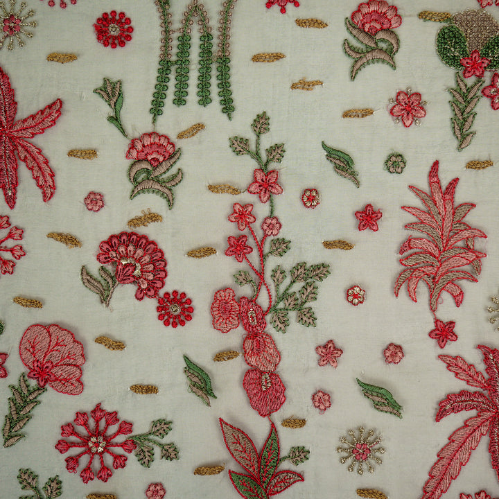 Saman Jaal on Charcoal Silk Organza Embroidered Fabric