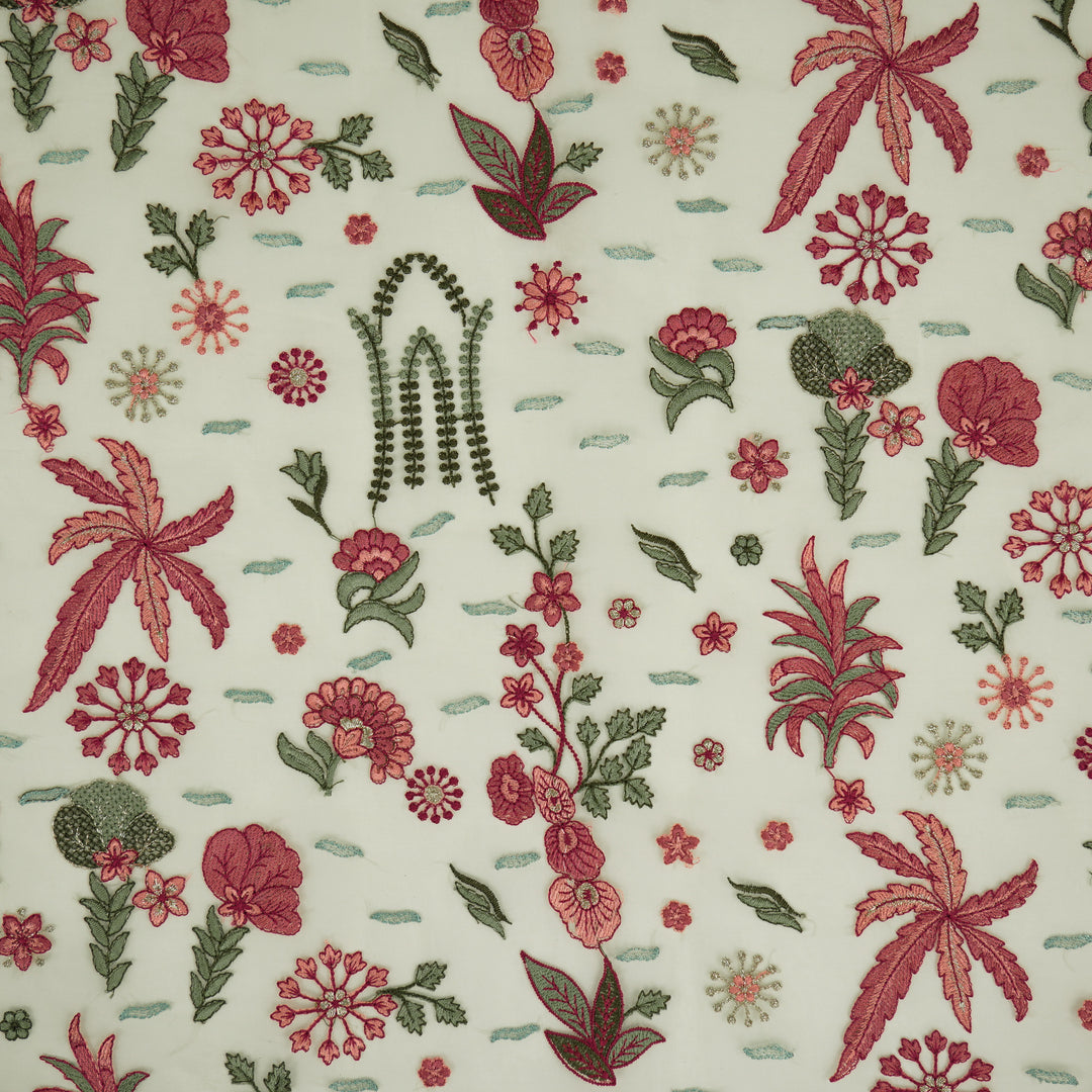 Saman Jaal on Cream Silk Organza Embroidered Fabric