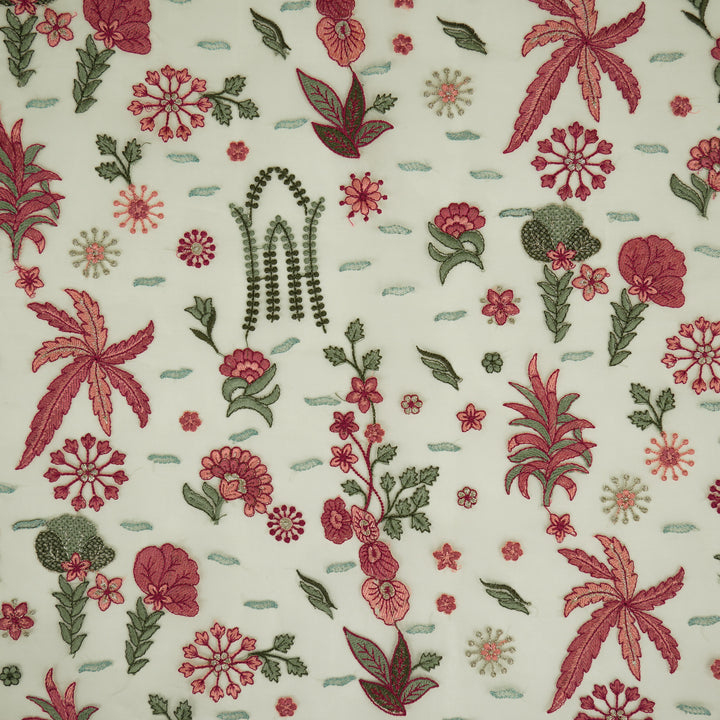 Saman Jaal on Cream Silk Organza Embroidered Fabric