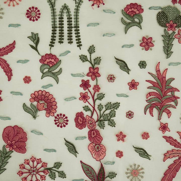 Saman Jaal on Cream Silk Organza Embroidered Fabric