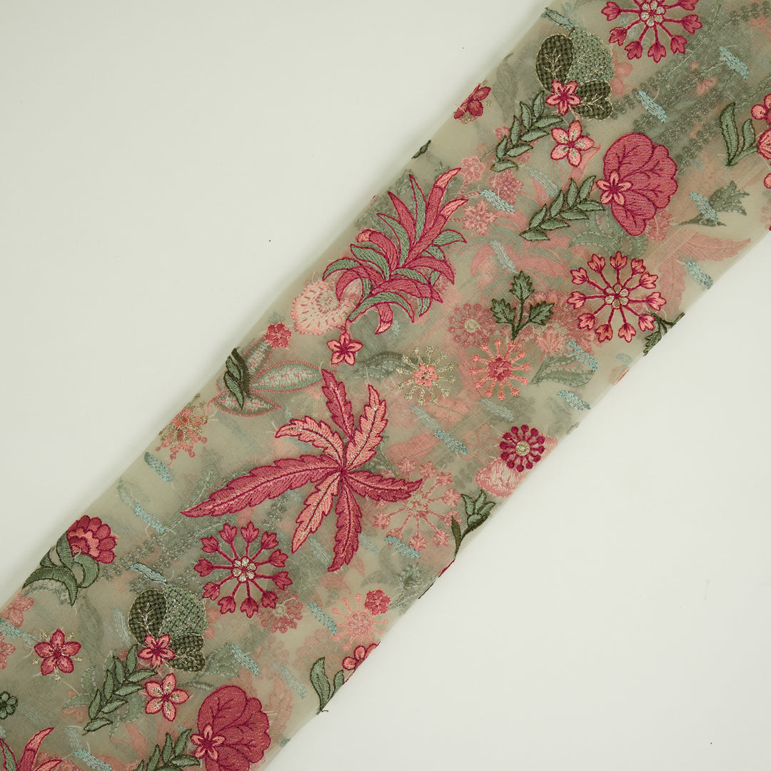 Saman Jaal on Cream Silk Organza Embroidered Fabric