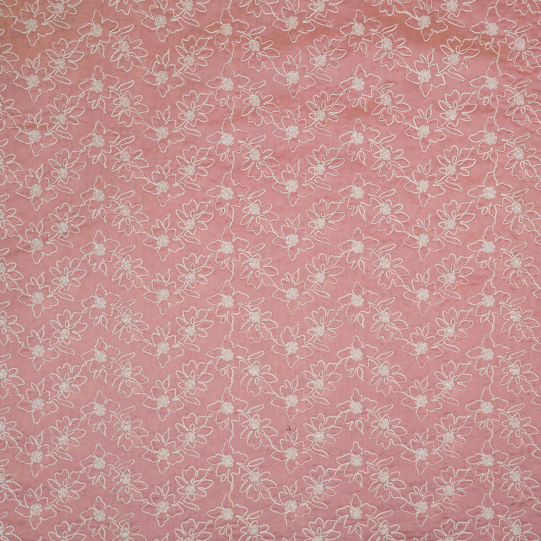 Vaanya Jaal on Light Pink Silk Chanderi Embroidered Fabric