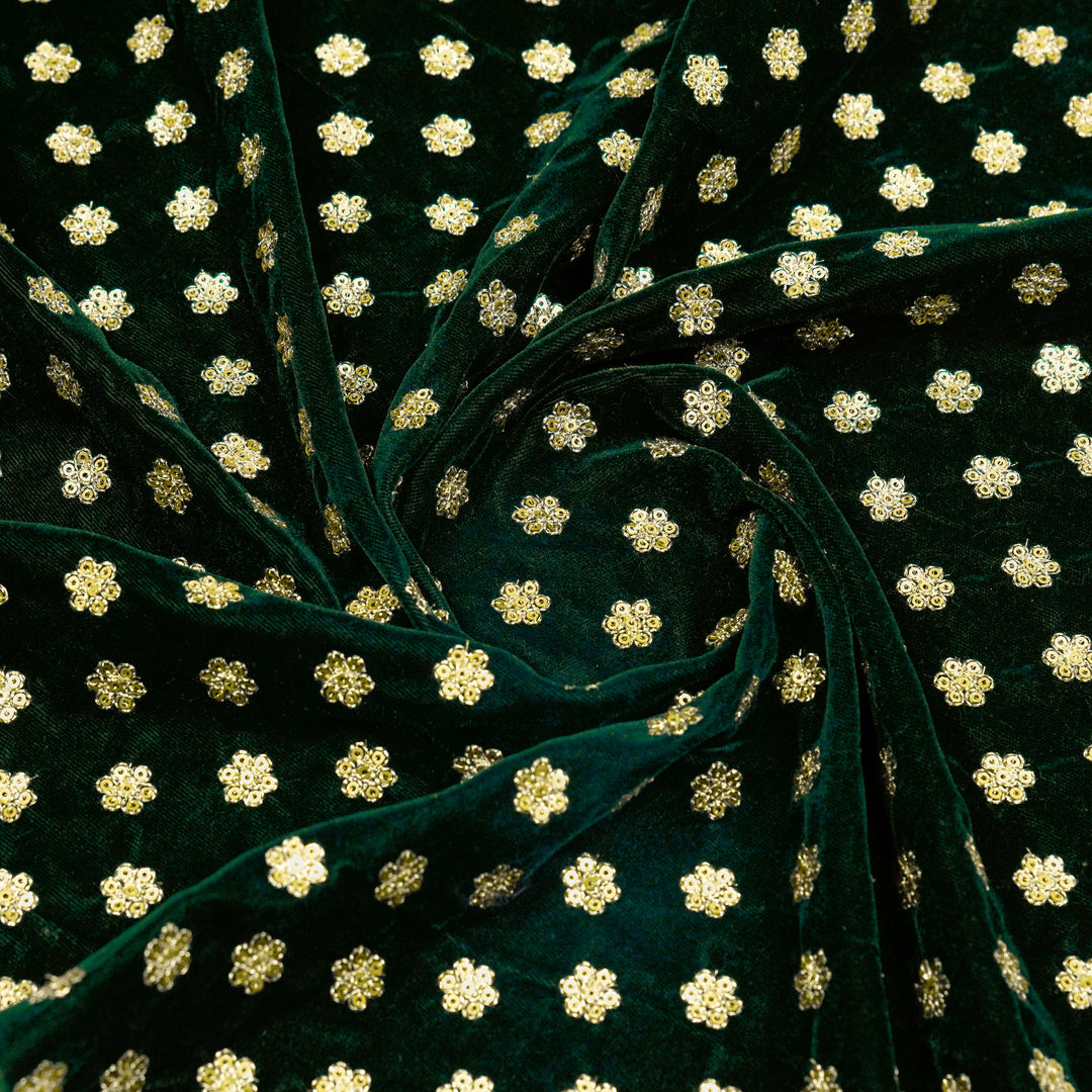 Isa Buti on Bottle Green Velvet Embroidered Fabric