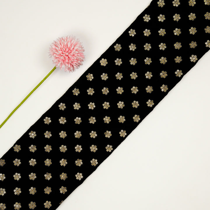 Isa Buti on Black Velvet Embroidered Fabric